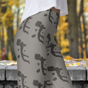 Bold Grey Womens Rock Climbing Pattern Leggings