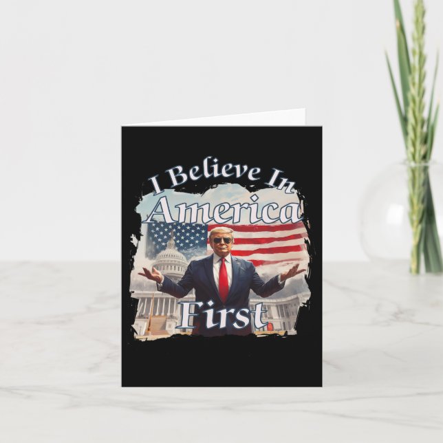Bold Gritty Retro Political Slogan America First D Card (Front)
