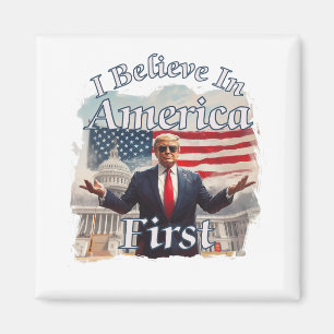 Bold Gritty Retro Political Slogan America First D Magnet