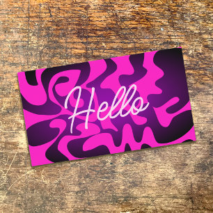 Bold Groovy Black Purple Hot Pink Hello Neon Glow Business Card