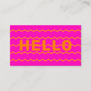 Bold Groovy Squiggles Bright Orange Hot Pink Hello Business Card