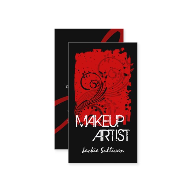 Bold Grunge Makeup Artist Business Card (Front/Back In Situ)