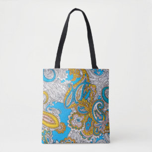 Bold, grungy, islamic, psychedelic, colorful ornam tote bag