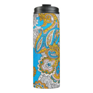Bold, grungy, islamic, psychedelic, colourful orna thermal tumbler