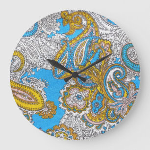 Bold Grungy Islamic Psychedelic Ornament Large Clock