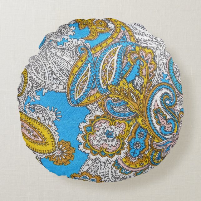 Bold Grungy Islamic Psychedelic Ornament Round Cushion (Front)
