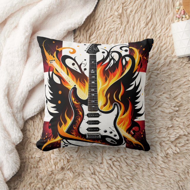 Bold guitar design with vivid colours cushion (Blanket)