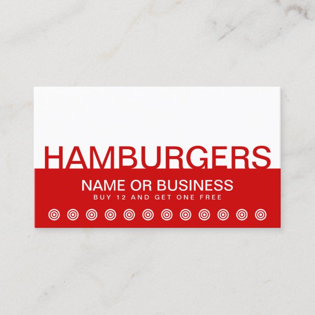 bold HAMBURGERS customer loyalty card (Front)