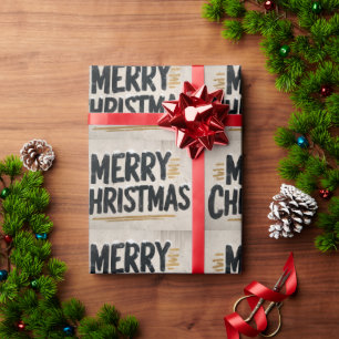 Bold Hand-Lettered "Merry Christmas" Text Wrapping Paper