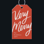 Bold Hand Lettered Very Merry Holiday Photo Gift Tags<br><div class="desc">Bold hand lettering of "very merry" over custom colour background. Photo option on the back.</div>