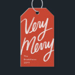 Bold Hand Lettered Very Merry Holiday Photo Gift Tags<br><div class="desc">Bold hand lettering of "very merry" over custom colour background. Photo option on the back.</div>