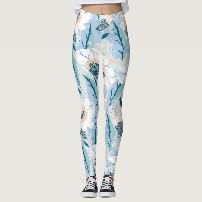 Bold Hand Painted Floral Vintage Leggings (Front)
