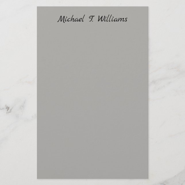 Bold Handwriting Classical Grey Elegant Minimalist Stationery (Front)