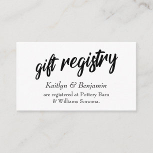 Bold Handwriting Script, Simple Wedding Registry Enclosure Card