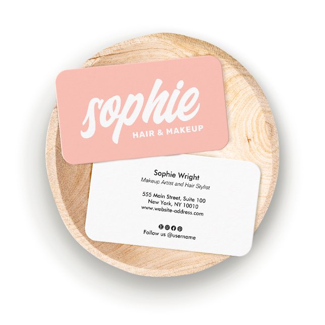 Bold Handwritten Brush  Script Blush Pink  Beauty  Business Card (Creator Uploaded)