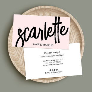 Bold Handwritten Brush  Script Pink Beauty   Business Card