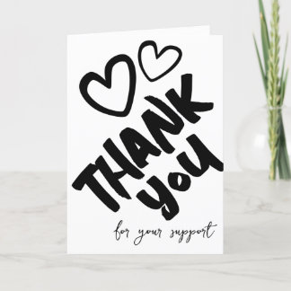 Bold Handwritten with Love Hearts and Custom Text  Thank You Card