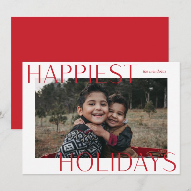 Bold Happiest Holidays Photo Card (Front/Back)