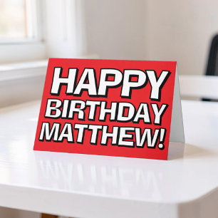 Bold Happy Birthday Custom Name Birthday Greeting Card