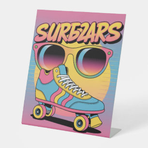 Bold Heart Design Skateboard with Vibrant Gradient Pedestal Sign