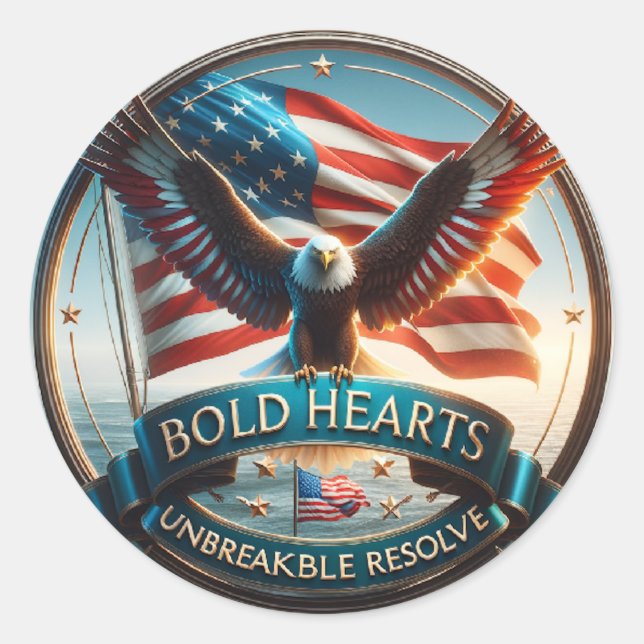 Bold Hearts Patriotic Stickers – USA Strong Spirit (Front)