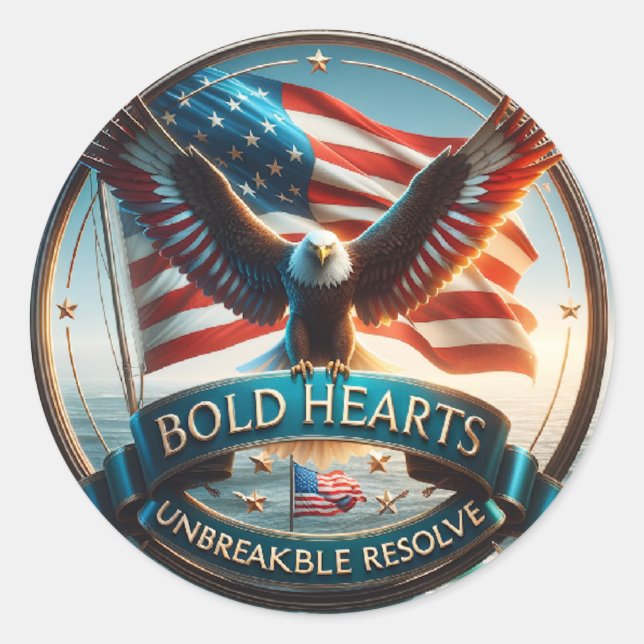 Bold Hearts Patriotic Stickers – USA Strong Spirit (Front)