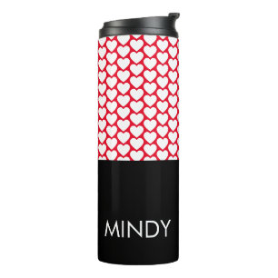 Bold Hearts White Red Black Pattern Thermal Tumbler