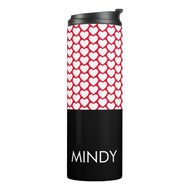 Bold Hearts  White Red Black Pattern Thermal Tumbler (Rotated Left)