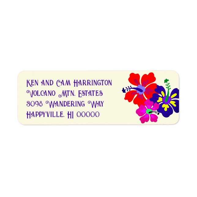 Bold Hibiscus Ecru Return Address Labels (Front)