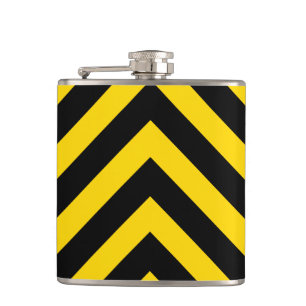 Bold Highway Traffic Bumble Bee Chevrons Hip Flask