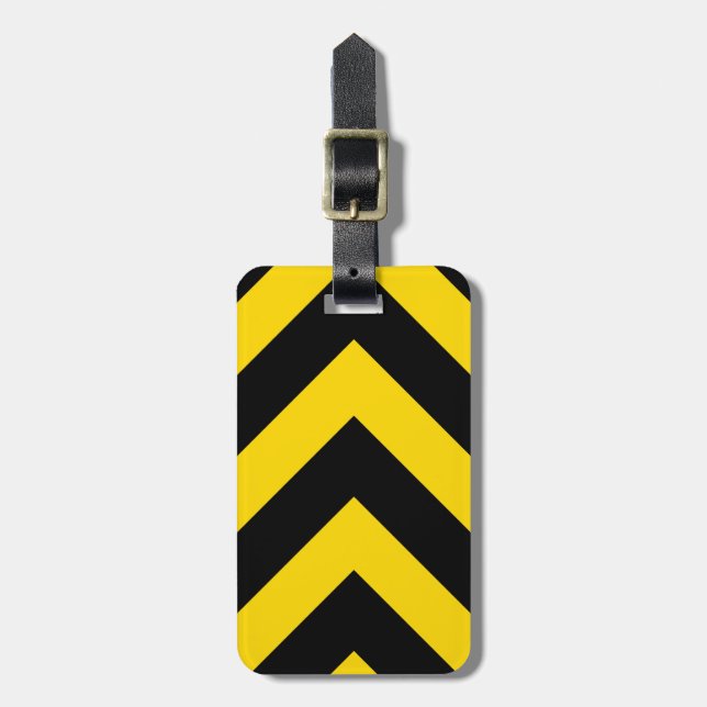 Bold Highway Traffic Bumble Bee Chevrons Luggage Tag (Front Vertical)
