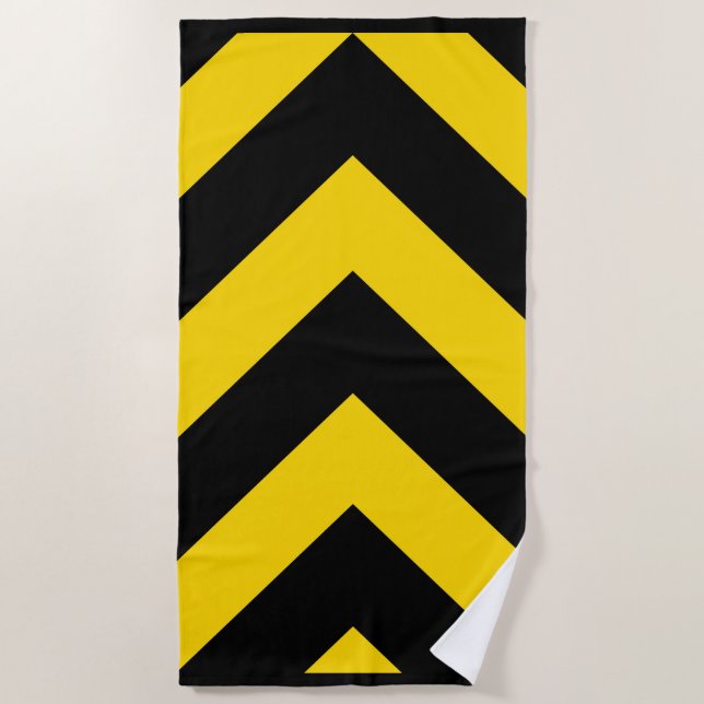 Bold Highway Traffic Bumble Bee Chevrons on a Beach Towel (Front)