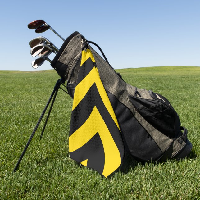 Bold Highway Traffic Bumble Bee Chevrons on a Golf Towel (Green)