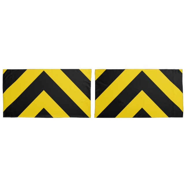Bold Highway Traffic Bumble Bee Chevrons Pillowcase (Front-Set)