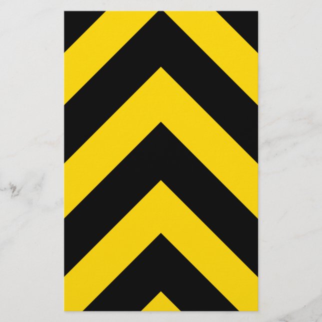 Bold Highway Traffic Bumble Bee Chevrons Stationery (Front)