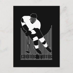 Bold Hockey Game Time Blackout Sports Action Postcard