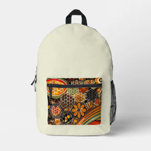 Bold Honeycomb Backpack   Retro Bee Design