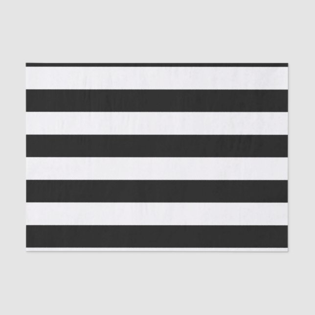 Bold Horizontal Black and White Stripes Tissue Paper (Front)