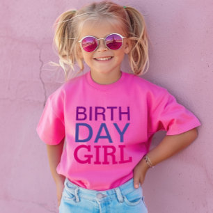 Bold Hot Pink and Purple Birthday Girl T-Shirt
