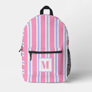 Bold Hot Pink and Purple Stripes - Monogrammed  Printed Backpack