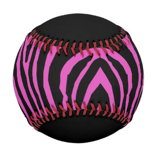 BOLD HOT PINK & BLACK ANIMAL PRINT STRIPE PATTERN BASEBALL