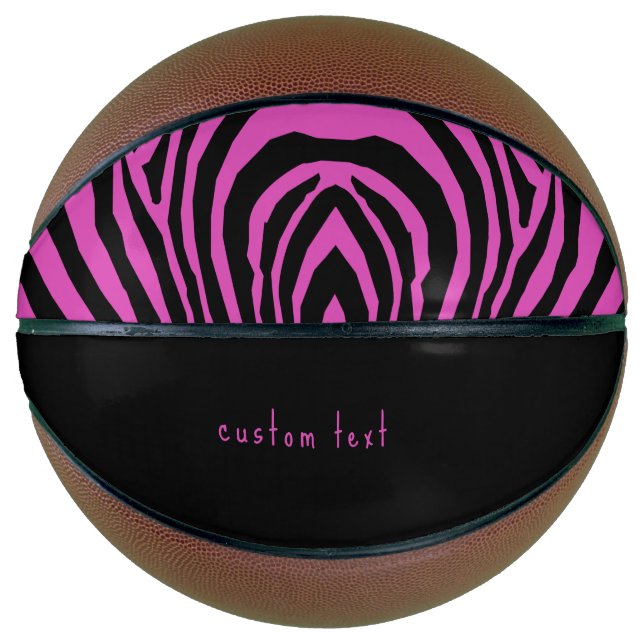 BOLD HOT PINK & BLACK ANIMAL PRINT STRIPE PATTERN BASKETBALL (Front)