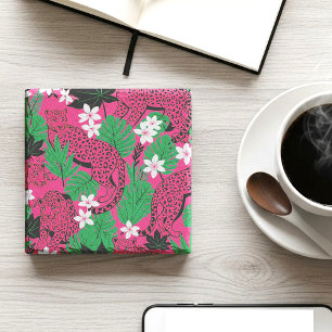 Bold Hot Pink Leopard Tropical Jungle Seamless Pat Stone Coaster