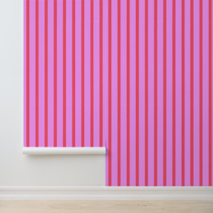 Bold Hot Pink - Magenta Striped Pattern Wallpaper
