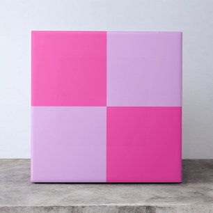 Bold Hot Pink Purple Chequerboard Modern  Tile