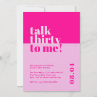 Bold Hot Pink 'Talk Thirty to Me' 30th Birthday