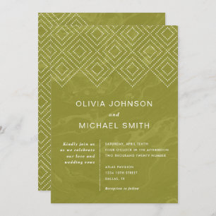 Bold Hues Chartreuse Marble Wedding Invitation