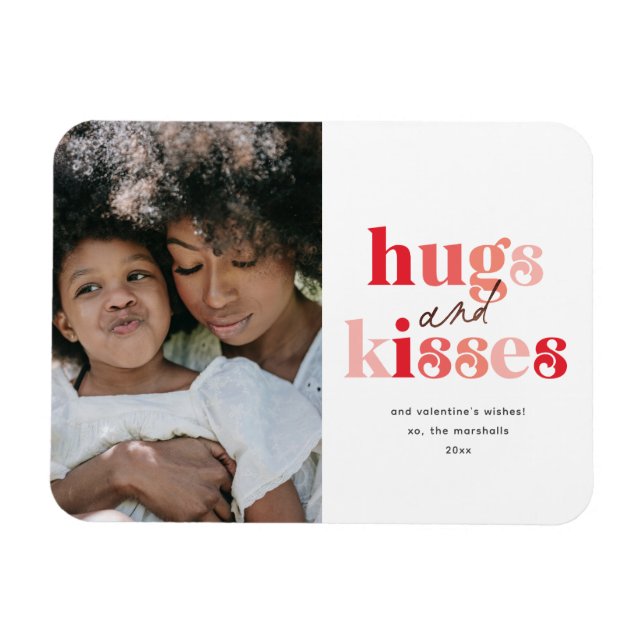 Bold Hugs and Kisses Photo Valentine's Day Magnet (Horizontal)