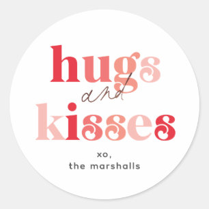 Bold Hugs and Kisses Valentine's Day Classic Round Classic Round Sticker