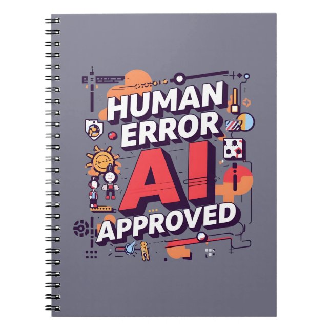 Bold “Human Error, AI Approved” Digital Art Notebook (Front)